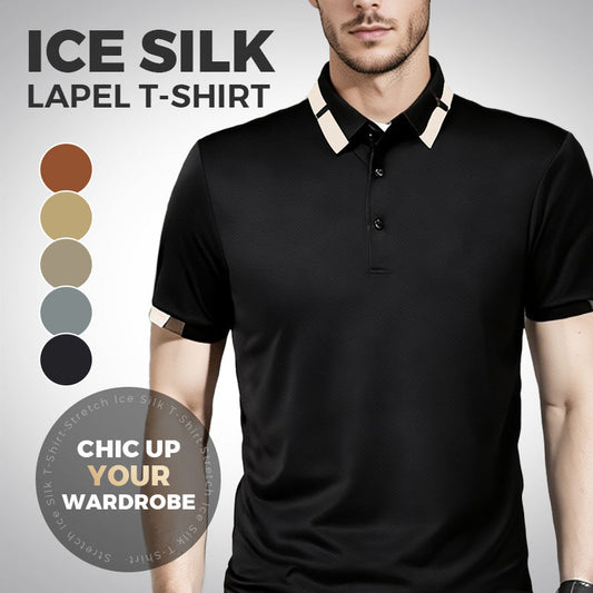 🔥Today 50% off🔥Men's Stretch Ice Silk Short Sleeve Lapel T-shirt