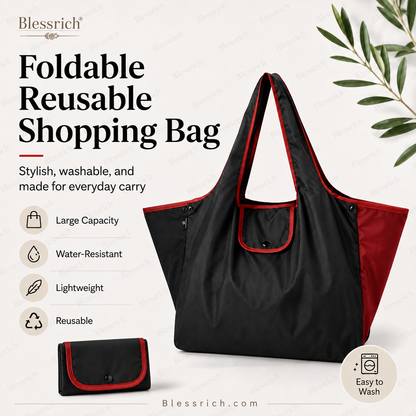 🛍️ Borsa della spesa pieghevole e riutilizzabile – Grande capienza, leggera e lavabile