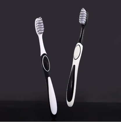 Spazzolino da denti medio con setole dure a marchio privato, confezione da 2 Set di spazzolini da denti con doppio manico per il giorno e la notte