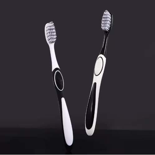 Spazzolino da denti medio con setole dure a marchio privato, confezione da 2 Set di spazzolini da denti con doppio manico per il giorno e la notte