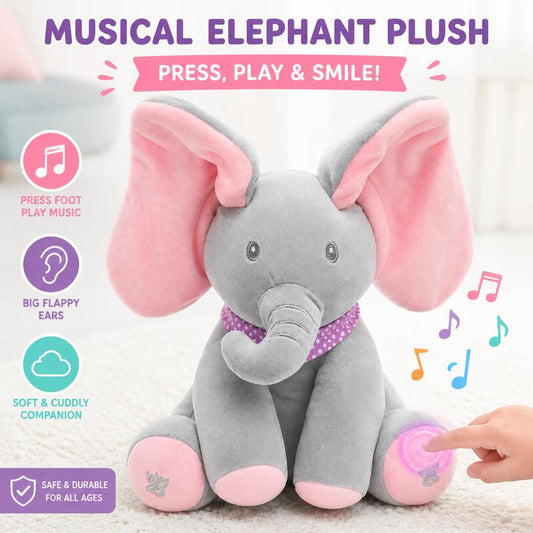🐘🎶 PELUCHE ELEFANTE CHE CANTA E GIOCA A “PEEK-A-BOO”! 🎵 Interattivo, musicale e perfetto per stimolare la curiosità dei più piccoli – un regalo indimenticabile! 🧸✨