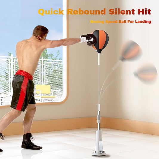 Speedball da boxe di qualità superiore con supporto - regolabile in altezza per adolescenti e adulti - rimbalzo a 360° per alleviare lo stress e il fitness - ideale per l'uso domestico in camere da letto, soggiorni e giardin
