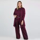 Elegante cardigan lungo, top e pantaloni, set di 3 pezzi