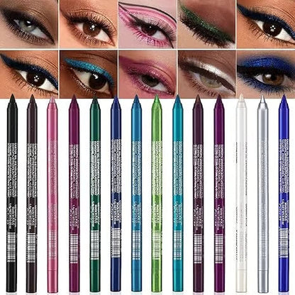 🎁Super offerta💜 50.000 pezzi venduti✨ Set da 14 eyeliner in gel waterproof con finiture metallizzate e perlate. Formula a lunga tenuta e a prova di sbavature✨