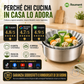 Cestello per cottura a vapore regolabile e pieghevole in acciaio inossidabile