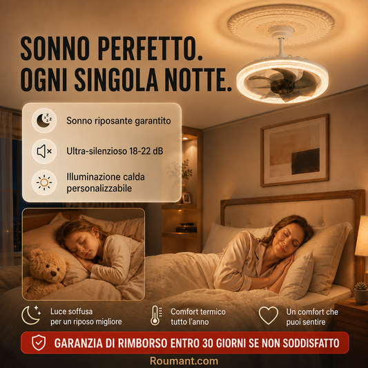 Lampada con ventilatore 2 in 1, silenziosa e regolabile, con telecomando