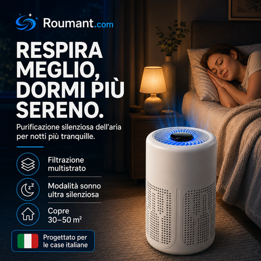 🥳OFFERTA SPECIALE 2026🔇 50% DI SCONTO! Purificatore d'aria silenzioso – Filtrazione multistrato, modalità notte ultra silenziosa. Niente più starnuti durante la notte! 🛌✨