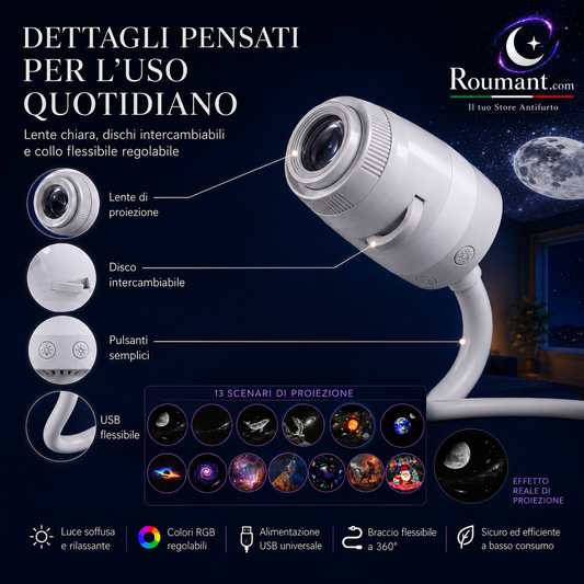 Lampada USB con proiezione del cielo stellato