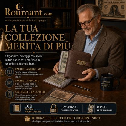 🎁Album da collezione per banconote con tasche trasparenti, pelle PU di alta qualità, chiusura con codice, materiale resistente, protezione sicura