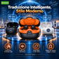 Auricolari wireless con traduzione in tempo reale tramite IA, riduzione del rumore, audio Hi-Fi, chiamate con triplo microfono, comandi touch, impermeabilità IPX5 e custodia di ricarica con LED