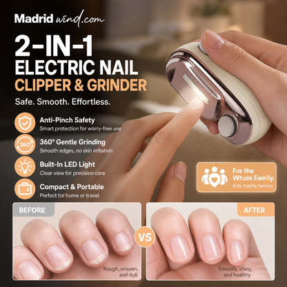 🎉 Saldi 2026 — Oltre 113.000 pezzi venduti! ✂️ Tagliaunghie elettrico intelligente 2 in 1 con funzione lucidante – Sistema di sicurezza anti-schiacciamento e luce LED 💅