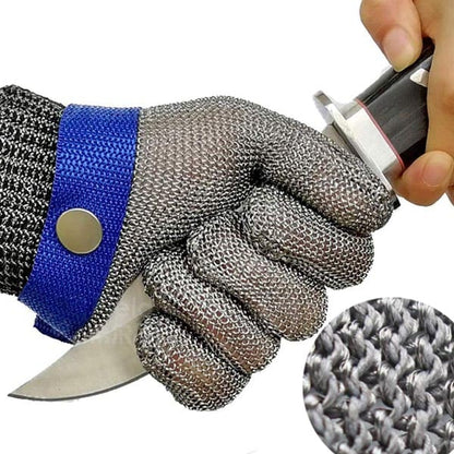 🧤 SCONTO DEL 50% IN QUESTO MOMENTO! 🥩 Guanto in rete di acciaio inossidabile – Massimo livello di protezione contro i tagli (A9) – Perfetto per macellai e chef – Niente più incidenti con i coltelli! 🔪🚫