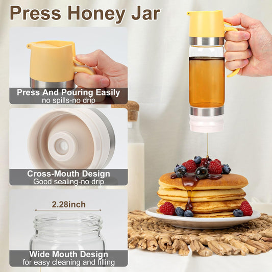 💥ULTIMO GIORNO DI SALDI 60% DI SCONTO🍯✨Dispenser in vetro antigoccia da 9 oz per miele e sciroppo