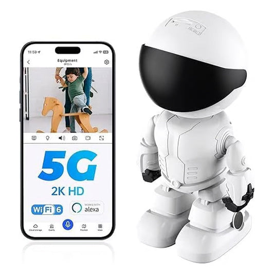 Videocamera di sorveglianza robotica wireless WiFi a 360° HD a infrarossi