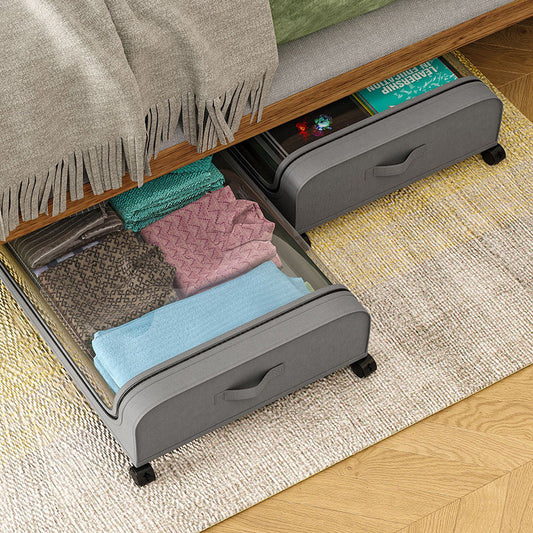 Contenitore sotto il letto di grande capacità con ruote e coperchi