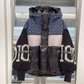 Giacca da donna con cappuccio e maniche in maglia patchwor