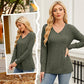 Maglione donna con scollo a V e manica lunga a tinta unita