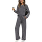 Set donna top girocollo e pantaloni con couliss