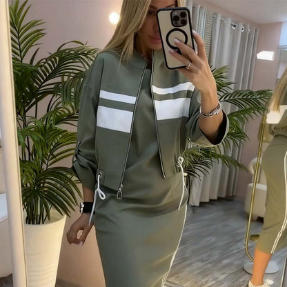 Set giacca e abito da donna con colletto in piedi