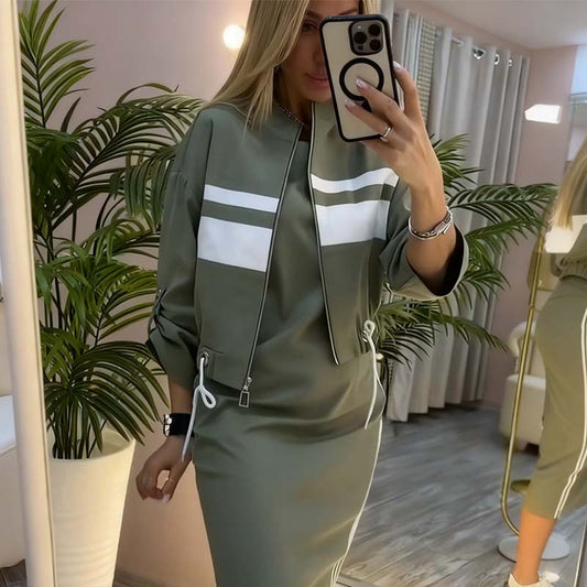 Set giacca e abito da donna con colletto in piedi