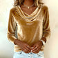 Top donna con scollo a drappeggio e maniche lungh