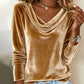 Top donna con scollo a drappeggio e maniche lungh
