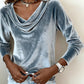 Top donna con scollo a drappeggio e maniche lungh