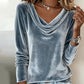 Top donna con scollo a drappeggio e maniche lungh