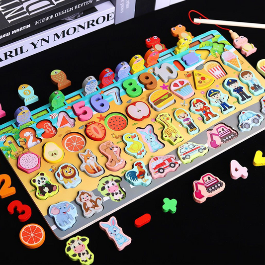 Puzzle educativo in legno con numeri per bambin