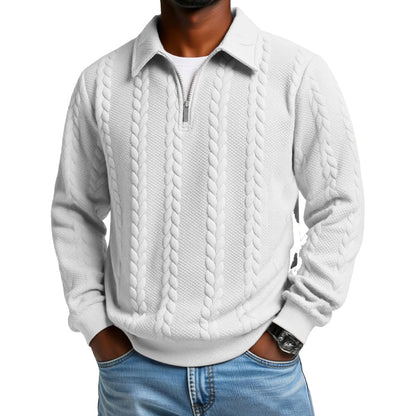 🔥Offerta nuovi arrivi - Maglione casual da uomo con mezza zip e lavorazione a trecce
