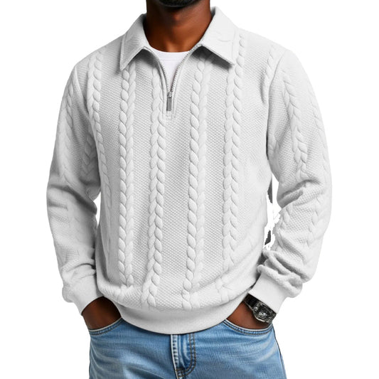🔥Offerta nuovi arrivi - Maglione casual da uomo con mezza zip e lavorazione a trecce