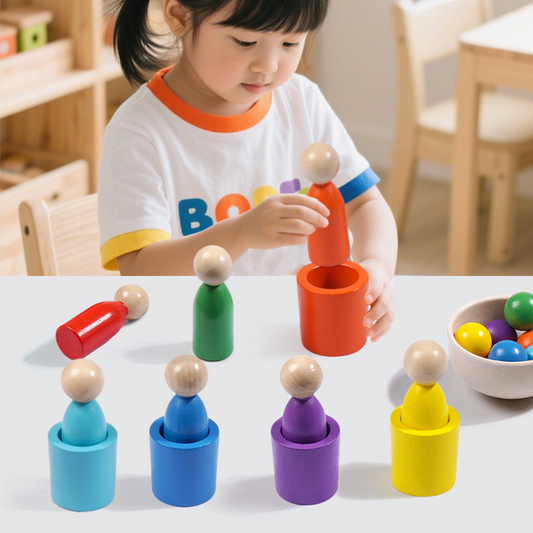 Palline arcobaleno nelle tazze Giocattoli Montessori per bambini piccol