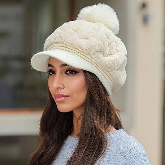 [Il miglior regalo per lei] Cappello invernale da donna con visiera corta e cald