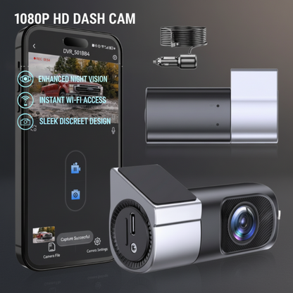 Telecamera per Auto 1080P HD con Wi-Fi e Visione Notturna