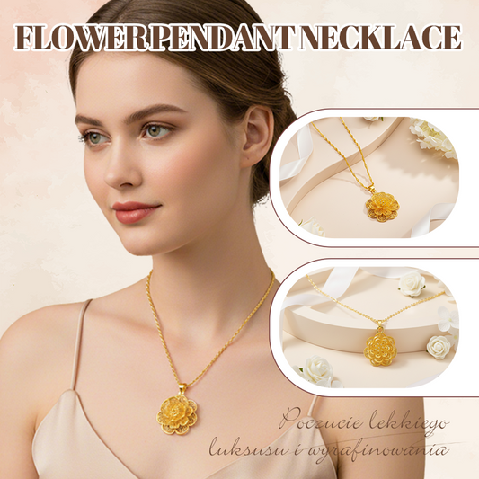 Elegante collana con pendente a forma di fiore color oro