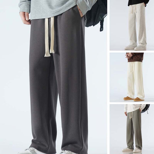 Pantaloni casual da uomo con coulisse, gamba dritta e vestibilità ampia