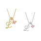 💖 Collana con iniziale e ciondolo a forma di cuore rosa – Simbolo d'amore personalizzato