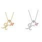 💖 Collana con iniziale e ciondolo a forma di cuore rosa – Simbolo d'amore personalizzato