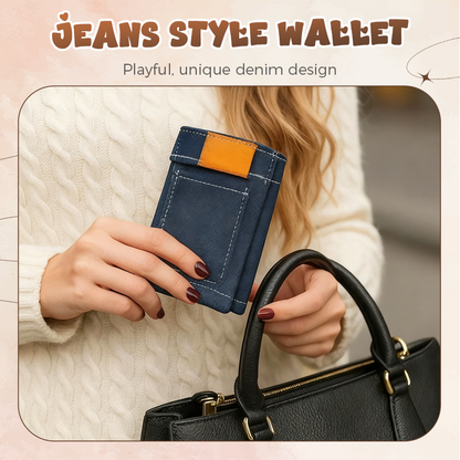 Elegante portafoglio creativo a forma di mini jeans