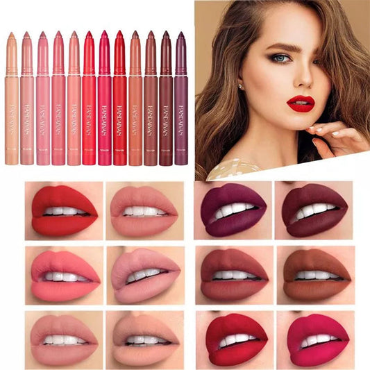 Matite Rossetto Opaco Rotanti Temperabili 12 Colori