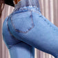 Jeans a Zampa a Vita Alta Elasticizzati