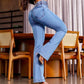 Jeans a Zampa a Vita Alta Elasticizzati