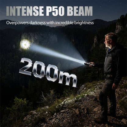 Torcia LED ricaricabile P50 con zoom regolabile