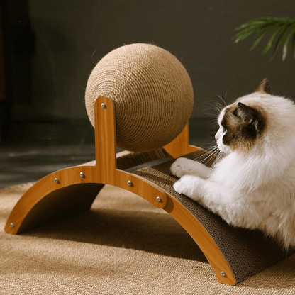 🐱 SCONTO DEL 50%! 💖 Palla tiragraffi in sisal naturale con base in cartone – Soddisfa il bisogno di graffiare, resistente in sisal e protegge i mobili