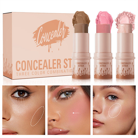 Set 3 in 1: illuminante, fard e stick per il contouring