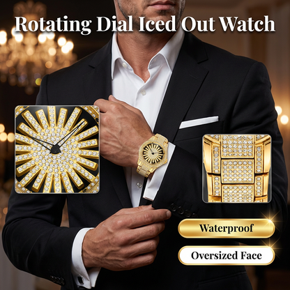 ⌚ OFFERTA A TEMPO LIMITATO: SCONTO DEL 50%! 🔥 Orologio da uomo tempestato di diamanti con quadrante girevole – Cristalli scintillanti, movimento al quarzo preciso e chiusura a farfalla ✨