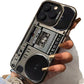 Custodia per cellulare con design a boombox retrò e lettore di cassette