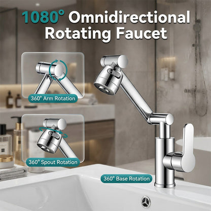 Rubinetto con braccio meccanico girevole a 360°