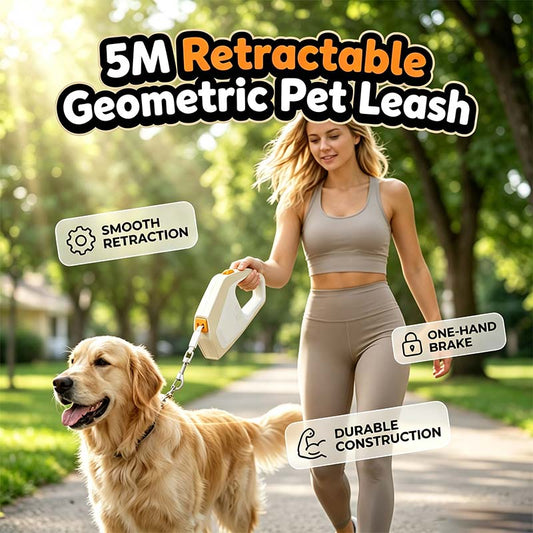 Guinzaglio retrattile geometrico per animali domestici con chiusura a pulsante