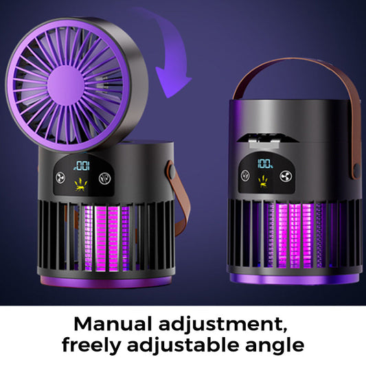 Ventilatore portatile ricaricabile con luce UV antizanzare